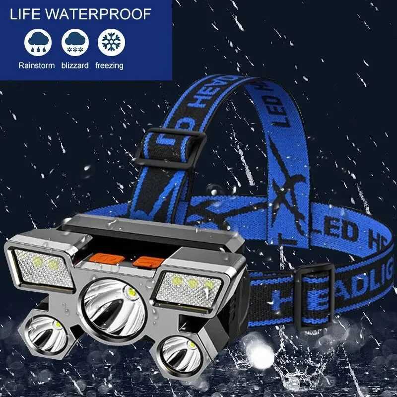 Flashlight on the Forehead Powerful Headlamp Led Rechargeable Mining Lamp High Power Led Flashlights Hiking For Fishing Portable Z241129