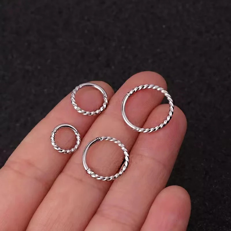 1PC Stainless Steel Opening Hinged Segment Clicker Ring Nose Septum Piercing Helix Cartilage Daith Twist Hoop 241125