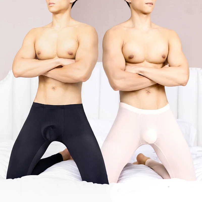 Mens slim fit soft elastic pants breathable home underwear bottom 241122