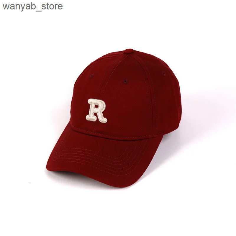 Ball Wine red printed baseball cap in the same color suitable for both men and women protection travel and leisure with cap L240910 L0910