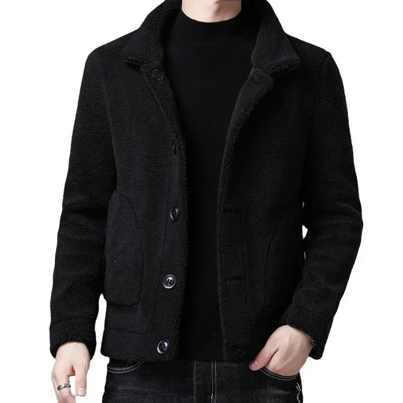 Winter Men Fur Integrated Jackets Leather Coats Male Fleece Warm Particle Velvet Double Sided Casual 5 241202Z