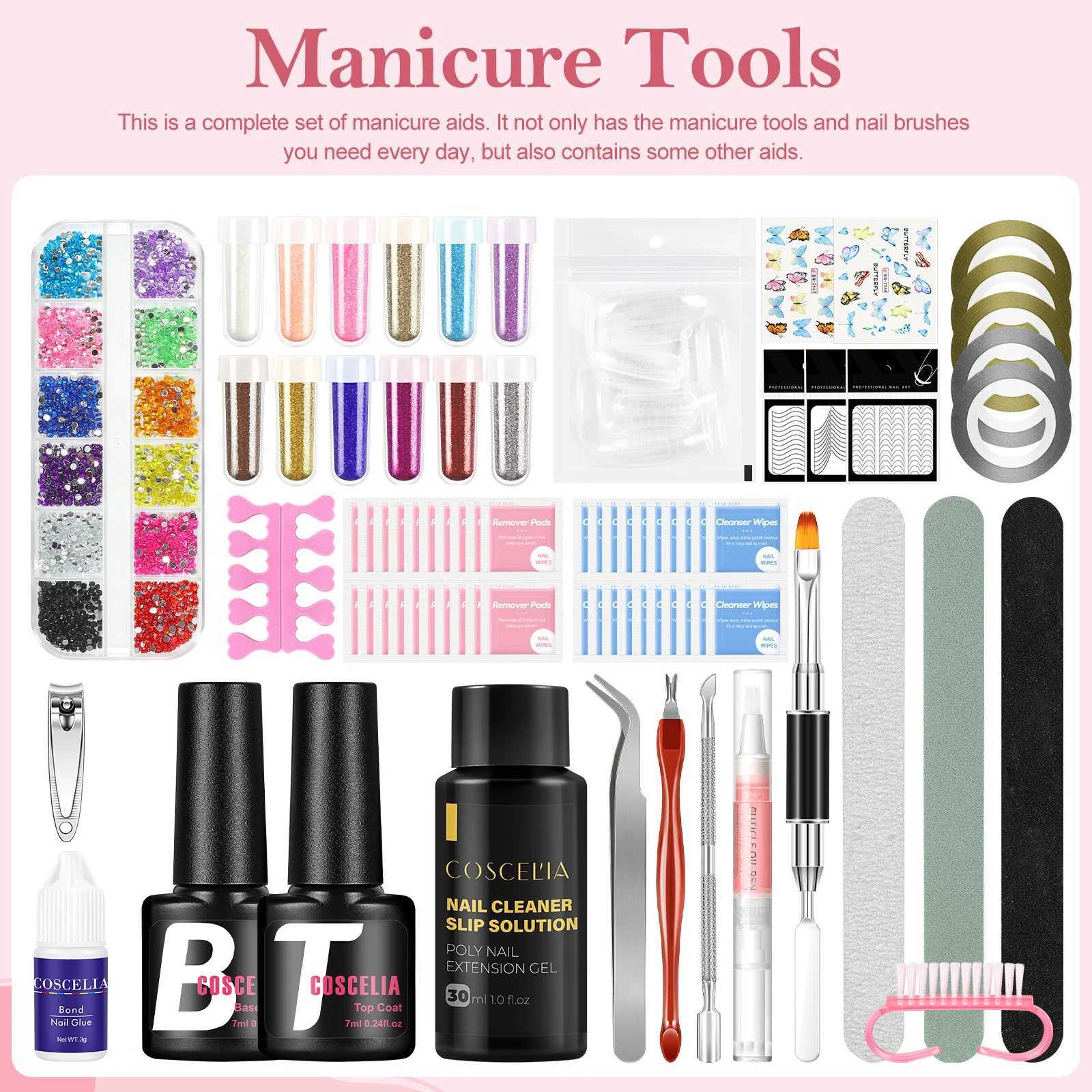 Coscelia gel nail polish kit complete 0 gel nail polish 3 polyethylene nail glue with U-V light and drill starter handle kit W241128