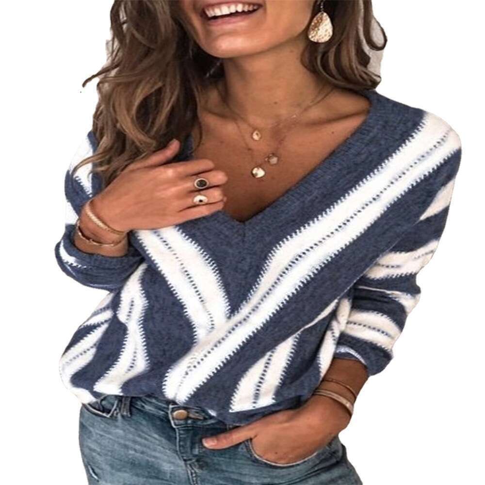 Autumn Winter Thin Style Commuting Base Sweater For Women, Loose V-Neck Long Sleeved Knitted Clothing From Europe America, Trendy Clothing, Fashionabl