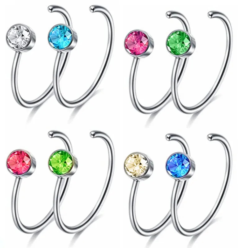 51020PCS Stainless Steel L Shape Nose Stud Set 20G Crystal Ring Hoop Indian Bulk Piercing Nariz Lot 241125