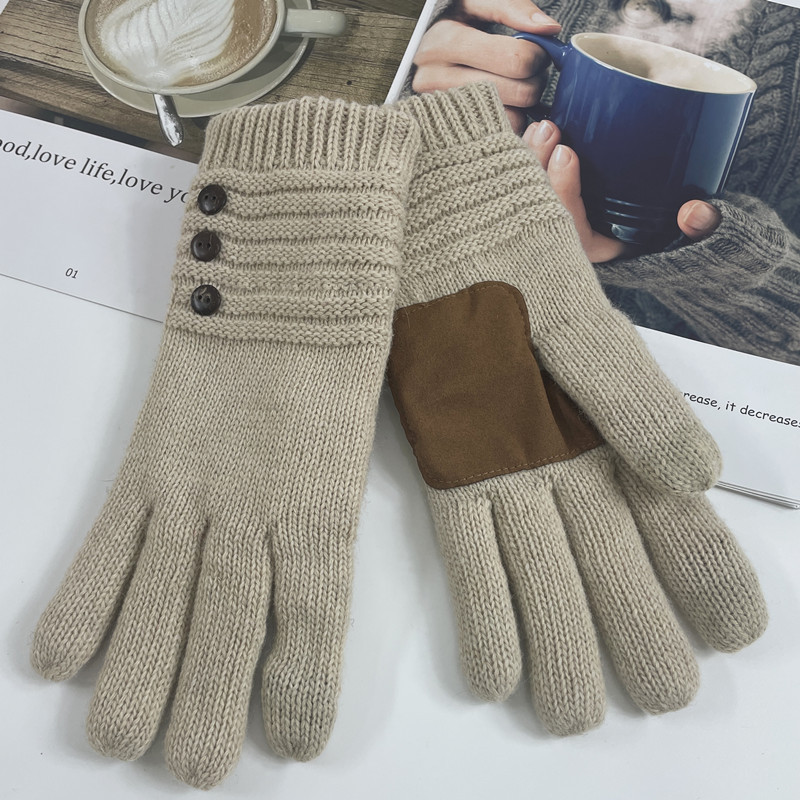 Warm gloves for autumn and winter knitted with plush and thickened touch screen wool gloves for cycling cold proof and anti slip cross-border Amazon