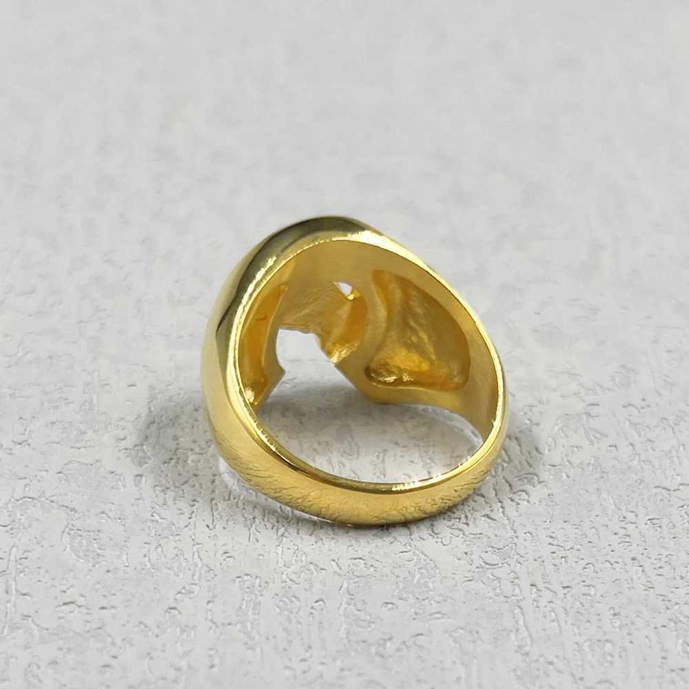 Band Rings Hip hop horseshoe shaped horsehead ring with rhinestones suitable for men gold stainless steel Rjockey club jewelry Anillo J240429