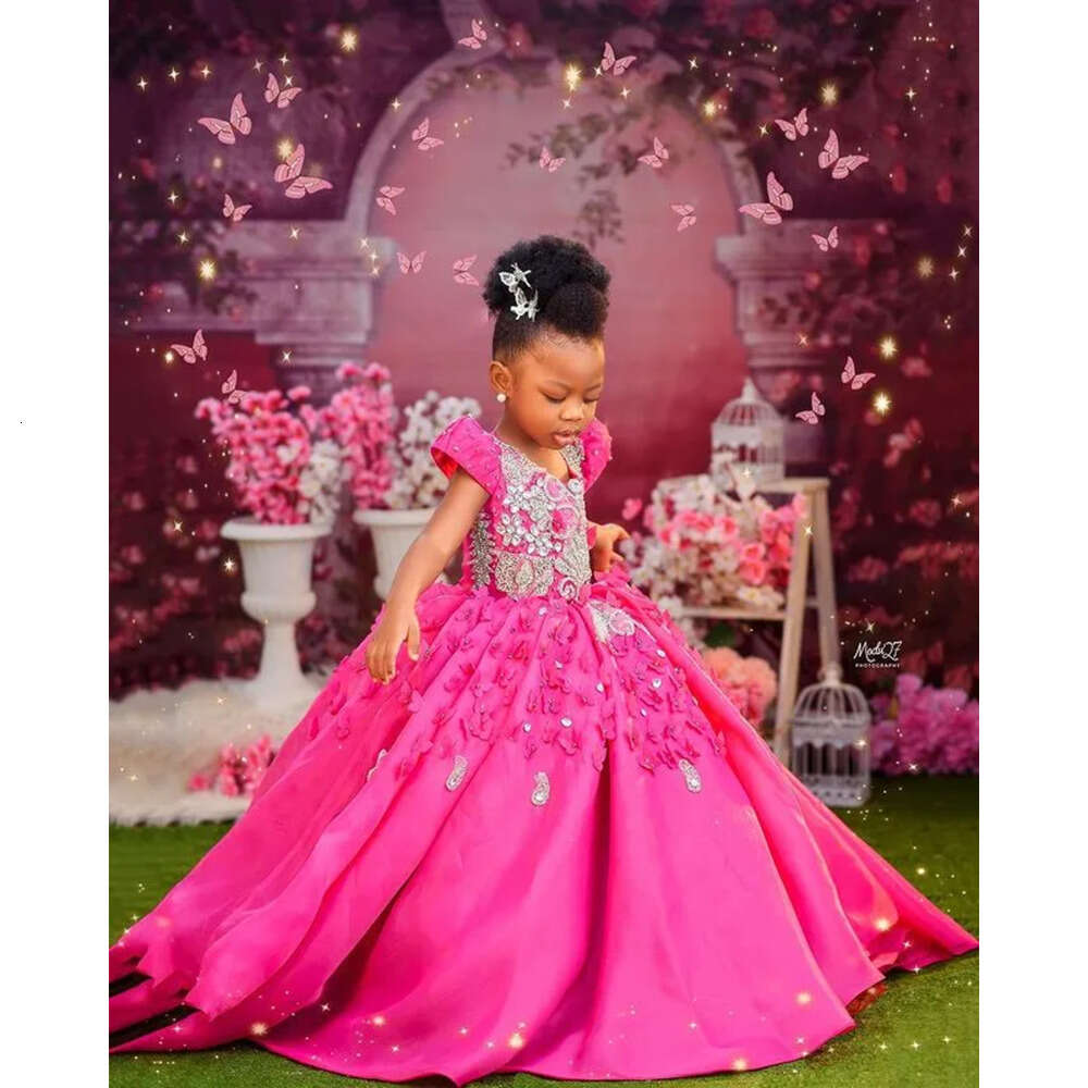 Dresses Fuia Crystals Ball Wer Gown Tulle V Neck Beaded Vintage Little Girl Peageant Dress Gowns Zj S 6660306