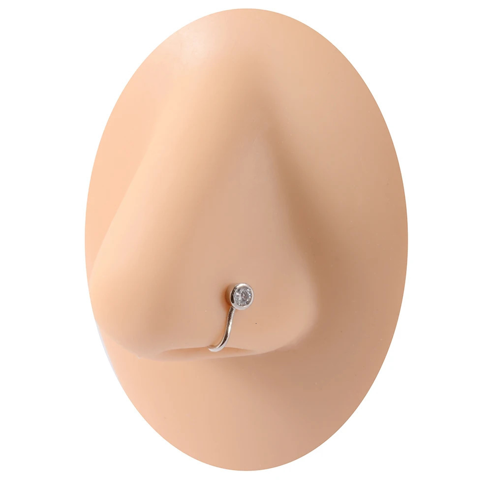 1PC Fashion Zircon Flower Star Silver Color Nose Cuff Plum Heart Moon Ear Clips Piercing Ring For Women Girls Jewelry 241125