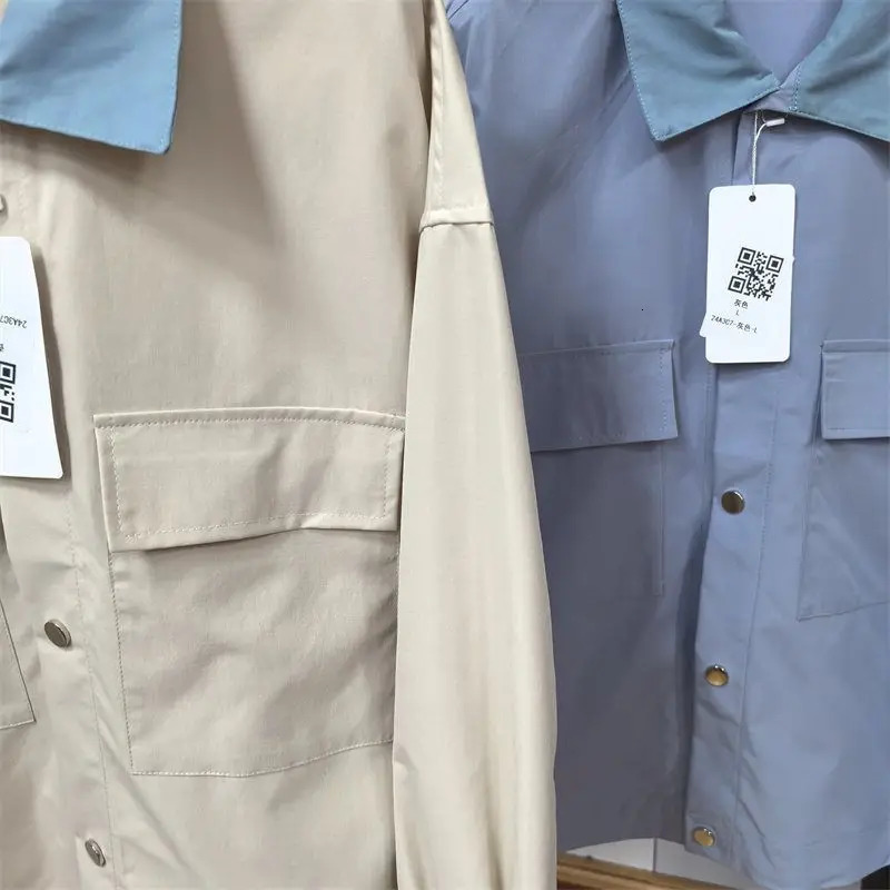 Simplicity Handsome ity Fashion Casual Creative Splicing Pocket Turndown Collar Jacket Loose Mens Outerwear Autumn 2024 241129