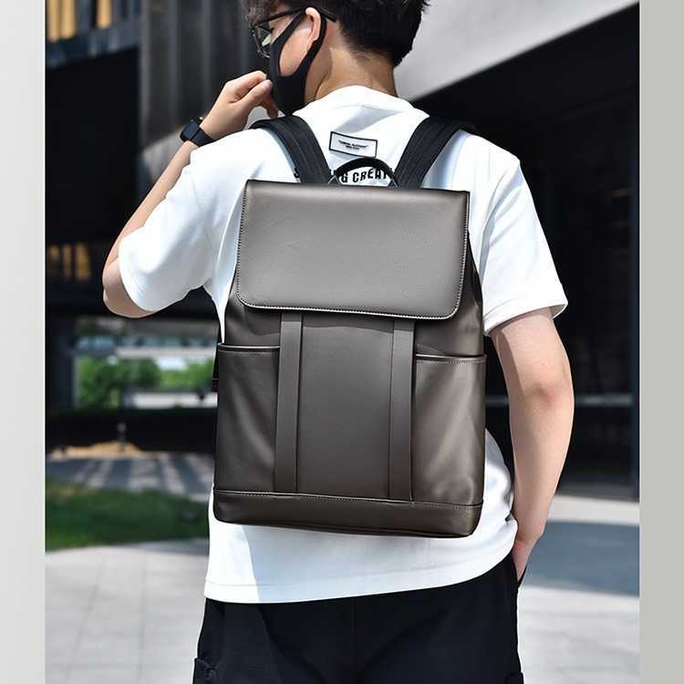 Backpack Men's and Women's Leather Large Capacity Computer Casual Trend High School Students Commuting Travel 241129