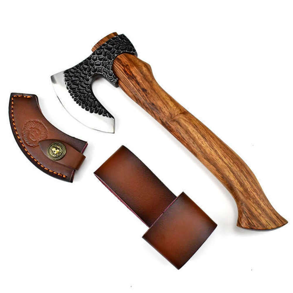 Hk081 Survival Axe Outdoor Hatchet Survival Viking Felling Axe Camping Tools With Dc53 Steel Wooden Handle Sheath