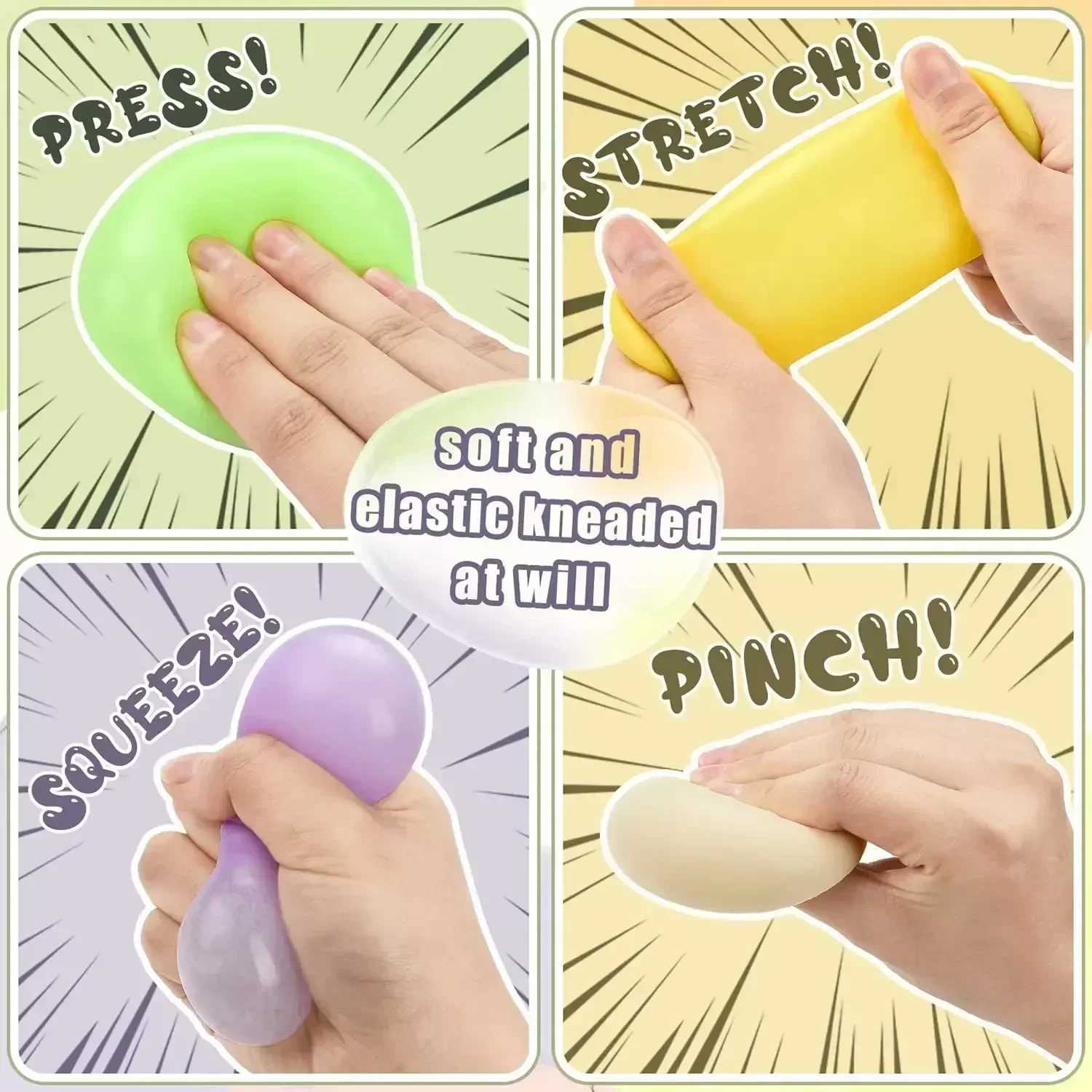 Colorful Dumpling Stress Balls Fidget Sensory Toy Squeeze Dough Ball Stress Relief Hand Toy Bun with Food Steamer Stretchy DeskXJ241129