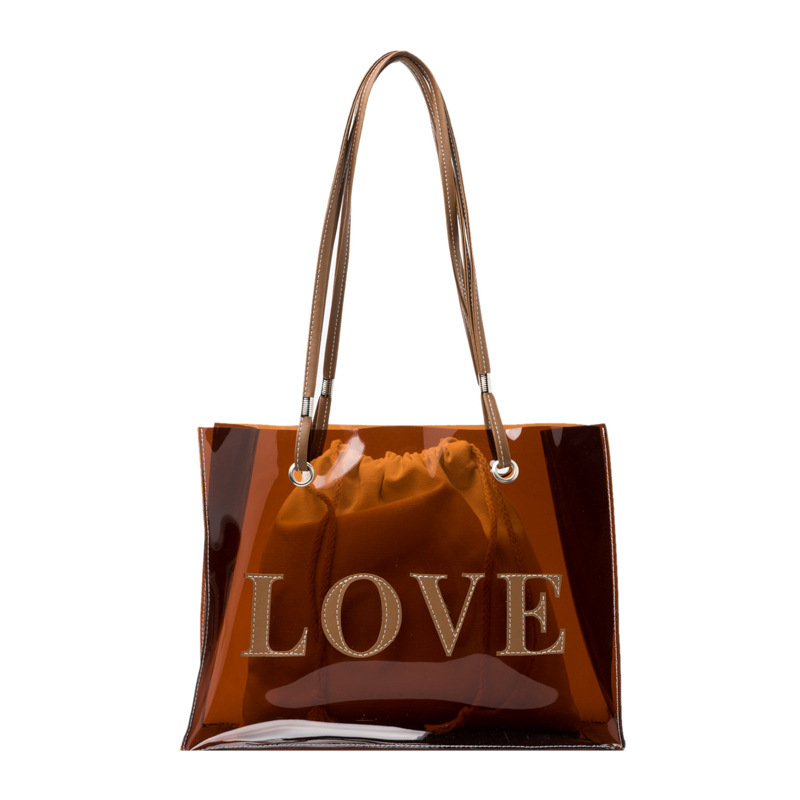 Shoulder Bags Transparent Jelly Bag Casual Totes Waterproof PVC Bag For Women 2024 Summer Beach Travel Handbag Large Capacity Clear Jelly