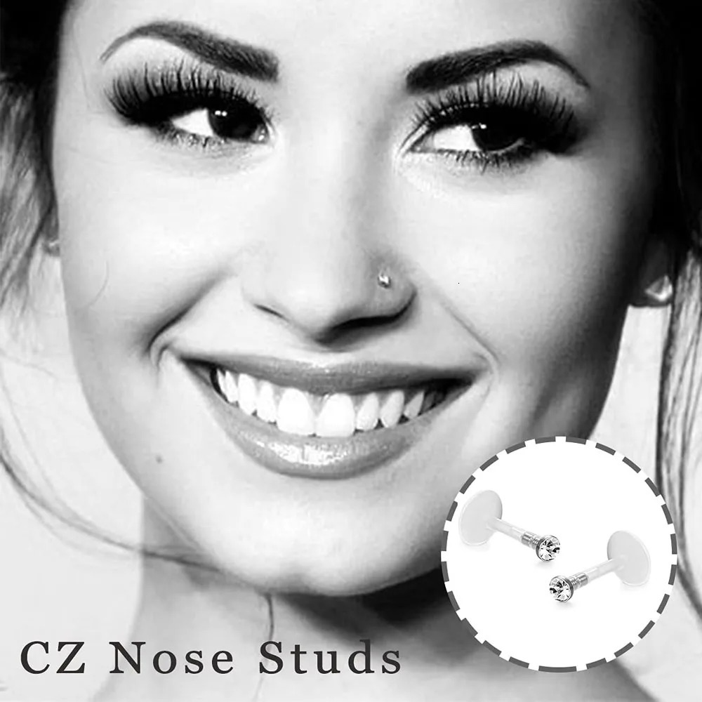 10pcs 16G Czech Crystal Clear Flexible Bioflex Acrylic Bar Studs Lip Rings Helix Stud Earrings Ear Nose Piercing Body Jewelry 241125