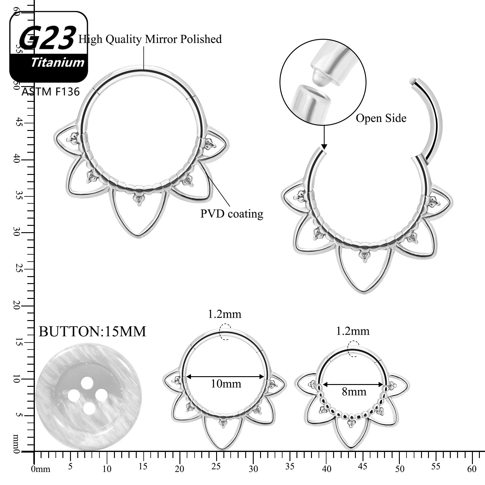 ASTM 36 G23 Piercing Nose Ring Hoop Earring lip ring Body Jewelry Cartilage Tragus Diaphragm Hing 241125