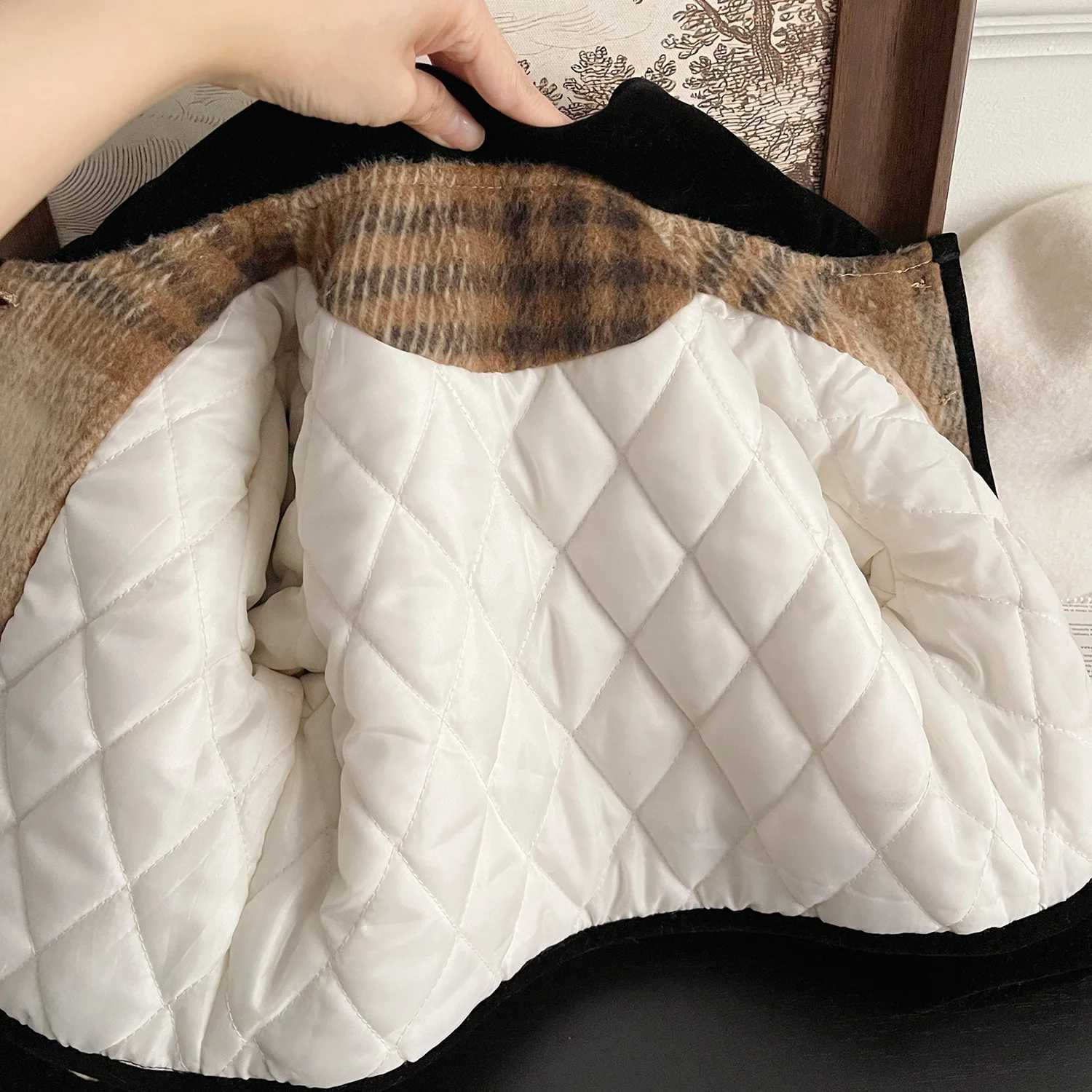 Clothing Sets Childrens clothing set plain weave bow jacket+tight fitting 2-piece set wool and cotton set childrens clothing Y241129M7N7