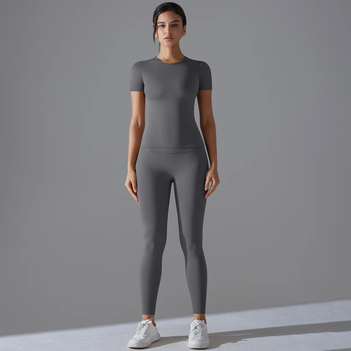 QuickDrying Gym Leggings Set Yoga Suit Sports Sleeve Breathable Stretchy GYM Slim Fitness Active Top Tight Pant 241125