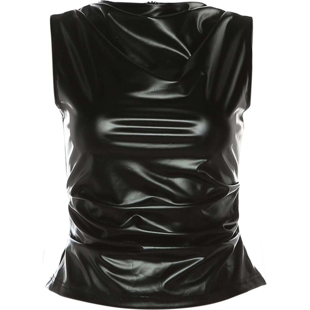 New Queen Cool Handsome Girl Up with Spicy Korean T-shirt Black Tank Sleeveless Waist Top 2024 Summer Dress