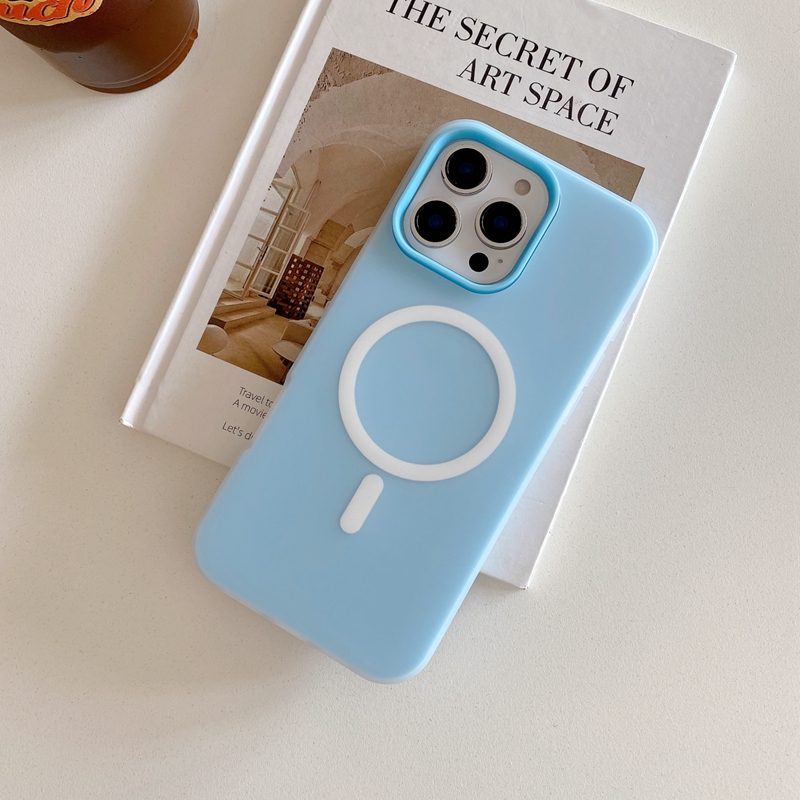16E Magnet Wireless Charging 2in1 Cases For Iphone 16 Pro Max 15 Plus 14 13 12 11 Colorful Jelly Candy Hard PC Soft TPU 2in1 Hybrid Layer Magnetic Fro