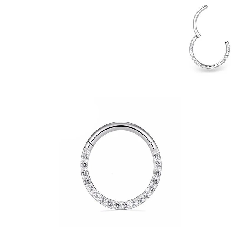 Stainless Steel Nose Ring Piercing Body Jewelry Hoop Earrings For Women Lip Zircon Septum Clicke Hinged Segment 241125