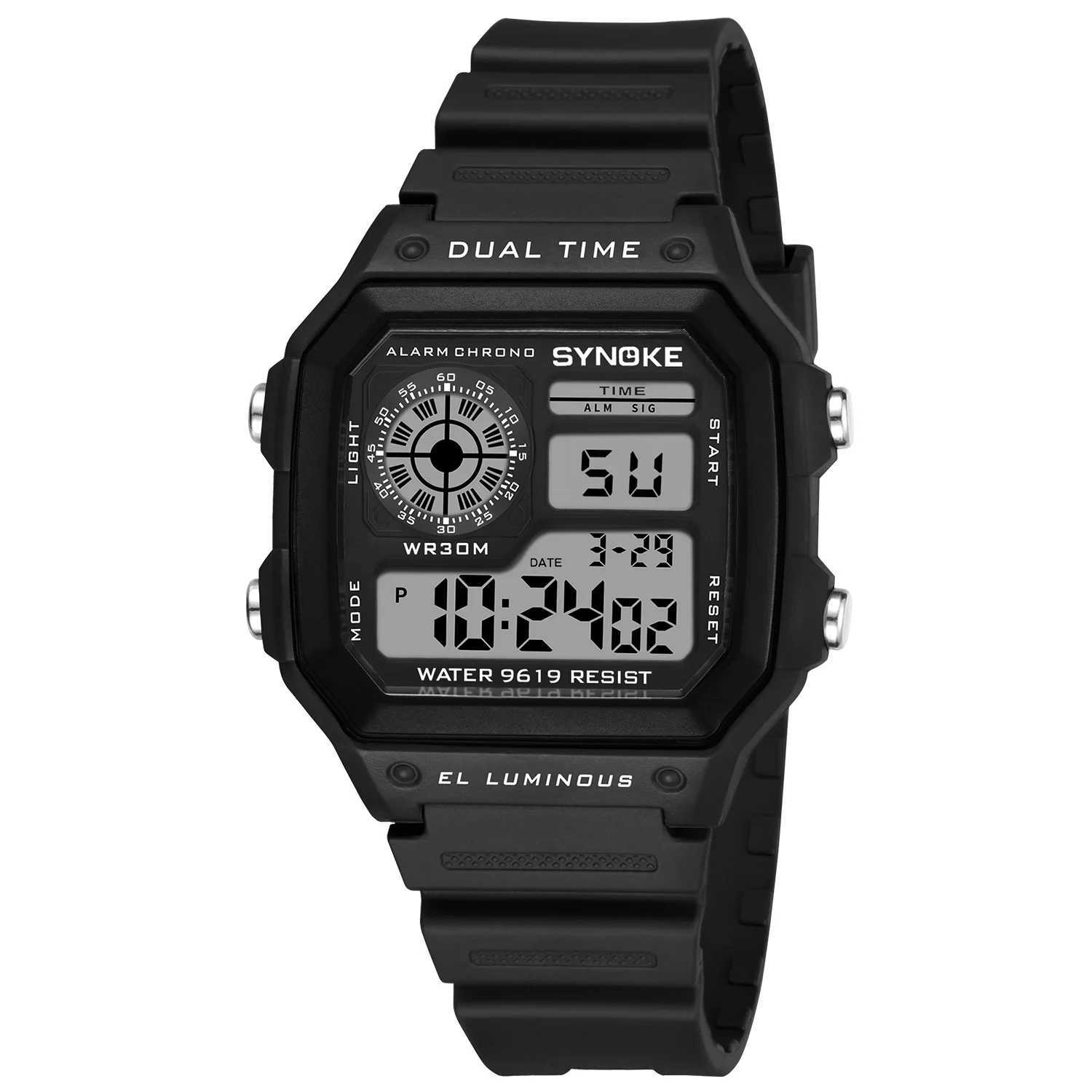 Outdoor sports men SYNOKE brand Mtifunction es alarm clock timing waterproof numbers reloj hbre M241128