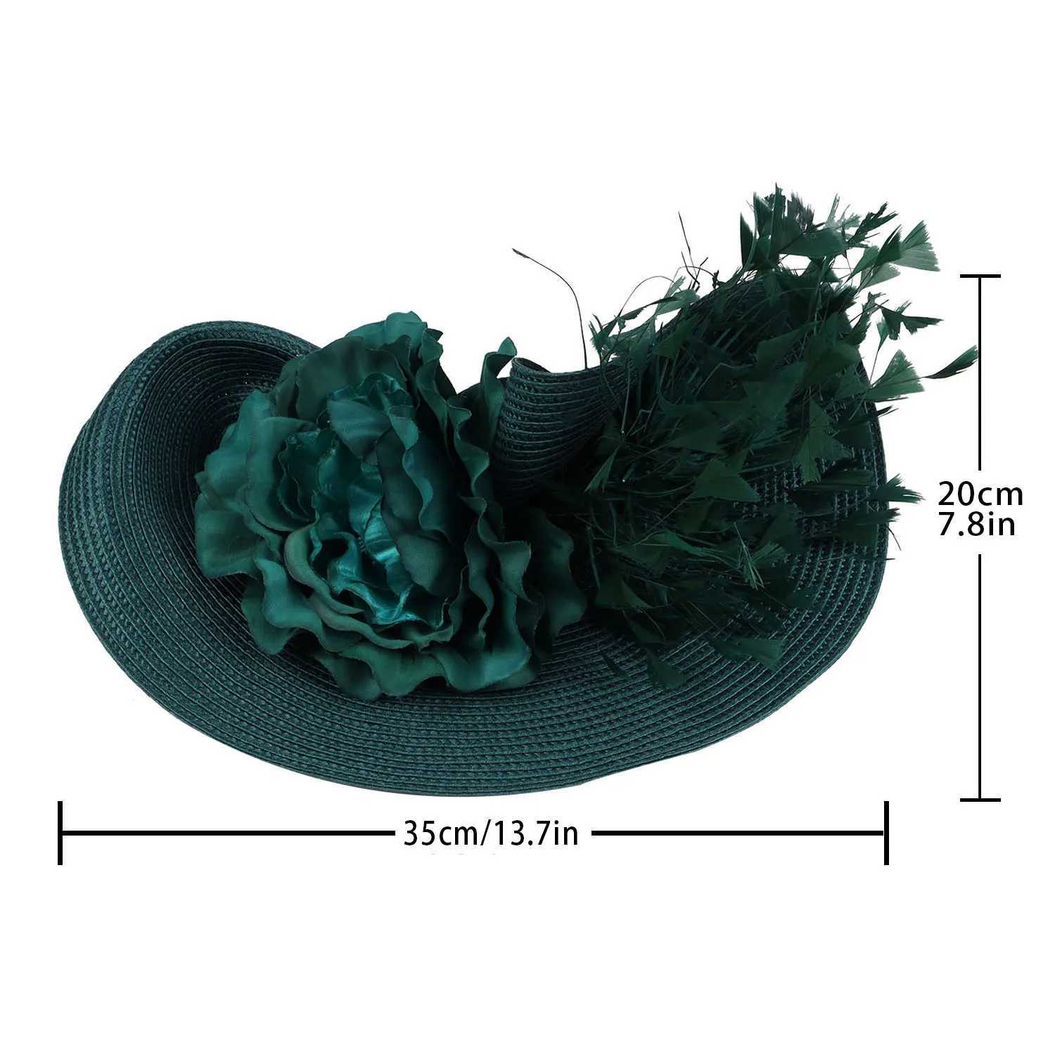 Wide Brim Hats Bucket Hats Elegant Tea Party Fascinator Kentucky Hat Womens Fascinator Derby Straw Feather Pillbox Hat for Cocktail Wedding Y240426
