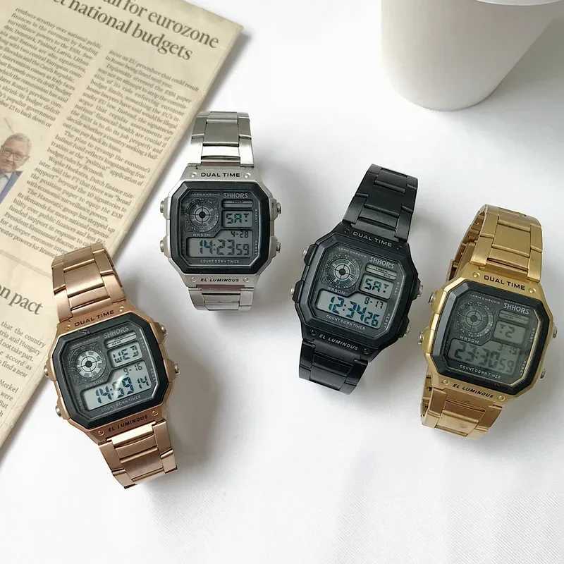 New Busin Waterproof Stainless Steel Str Watch Mens D Digital Alarm Clock Relogio Good quality free shipping