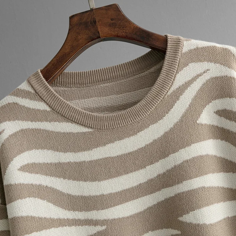 Women Oneck Leopard Long Sleeve Knitwears Pullover Sweater Tops Suit Korean Knit 2 Piece Sets High Waist Harem Pants Outfits 241129