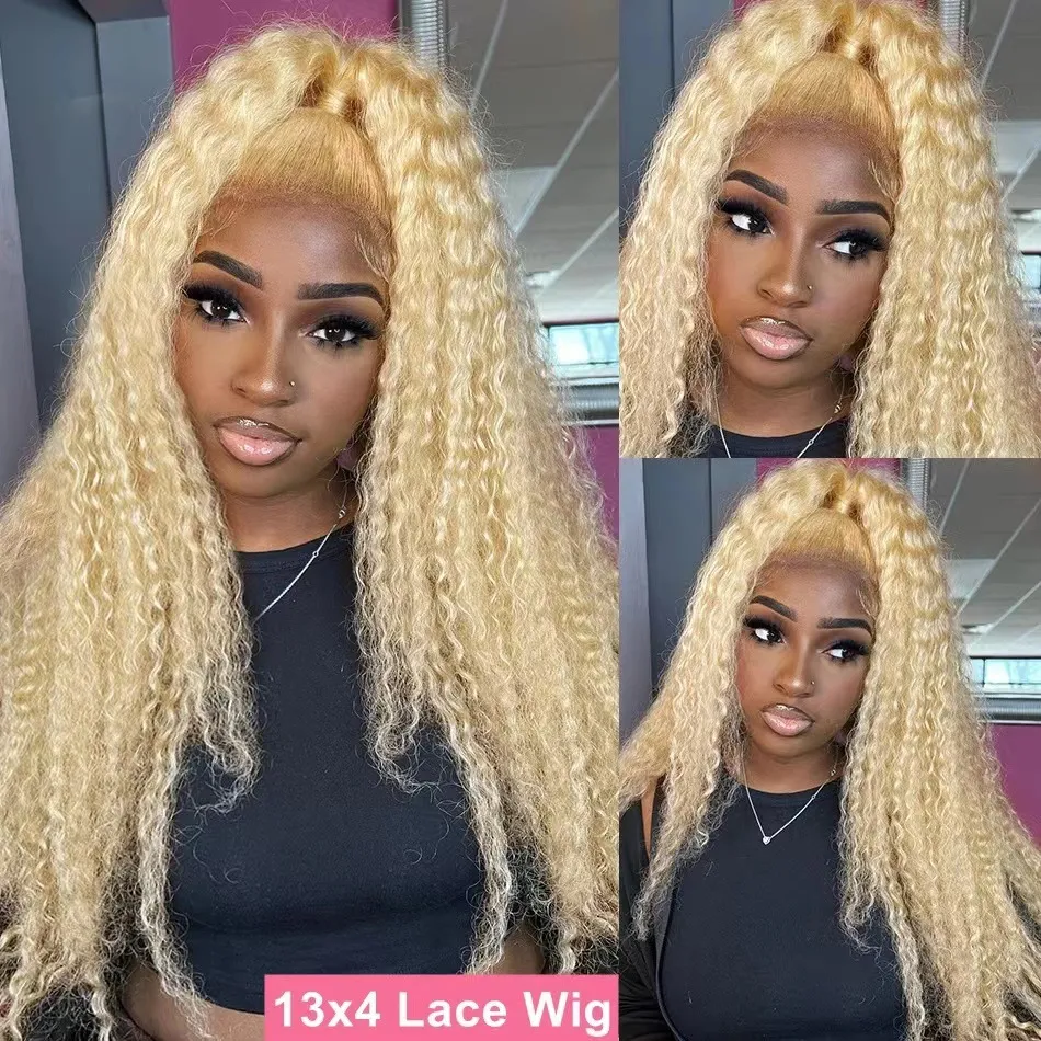 13x4 Kinky Curly Lace Front Wigs for Black Women Wave Lace Frontal Wig Similar to Real Human Hair Transparent HD Lace Glueless Synthetic Wig Pre Pluck