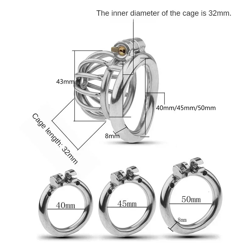 Metal Chastity Cage Male 2 Type Cock Penis Ring Masturbation SM Gay Devices Adult Sex Toys For Men 240423