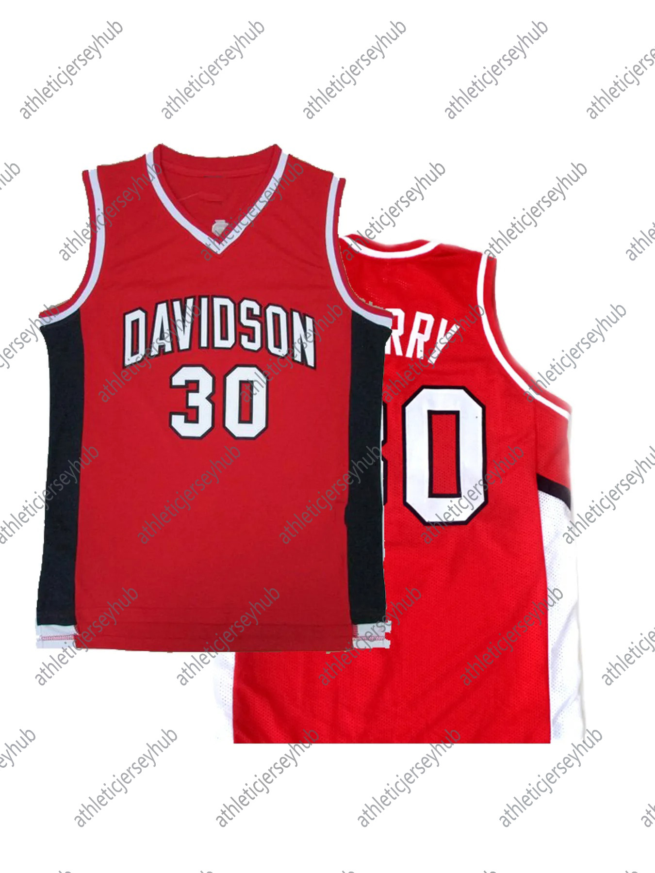 Polyester Davidson Number 30 Red Vintage Basketball Jersey, Sleeveless Loose-Fit Athletic Tank with Embroidered Letters and Numbers for Adults