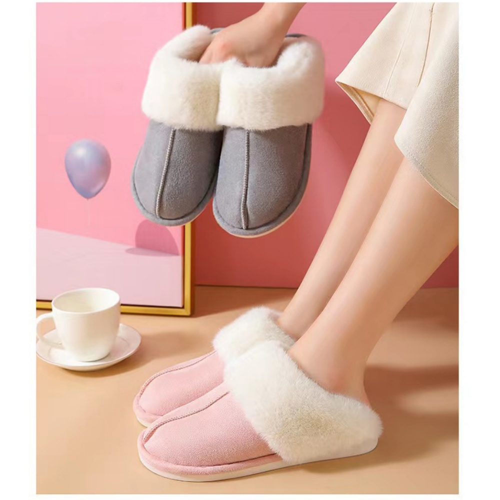 Parlovable Women's Slippers Fuzzy Warm Comfy Faux Fur Slip-on Fluffy Bedroom House Shoes Memory Foam Suede Cozy Plush Breathable Anti-Slip Indoor