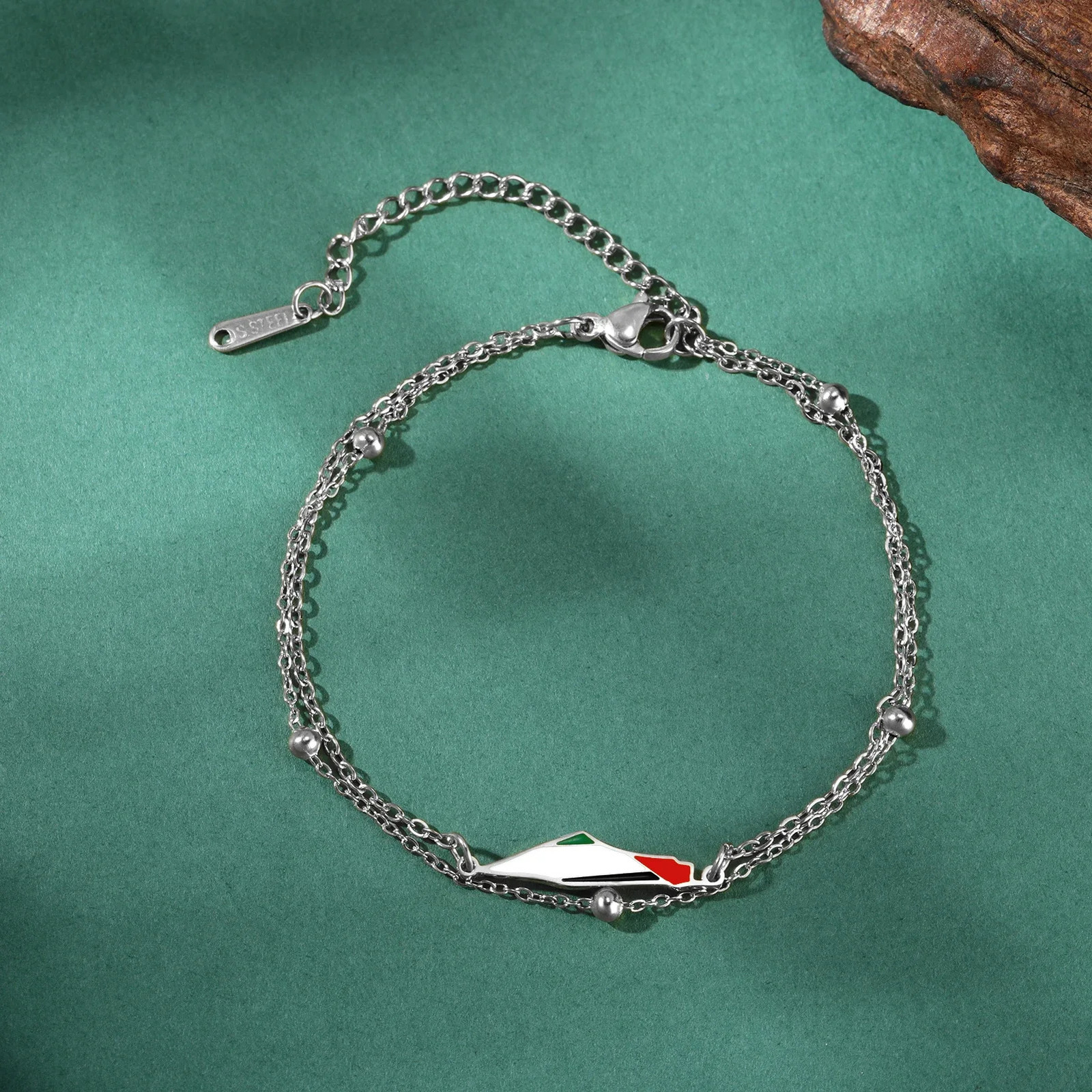 Enamel Palestine Map Charm Bracelets for Women Men Stainless Steel Gold Color Hand Bracelet Country Geography Jewelry Wholesale 241125