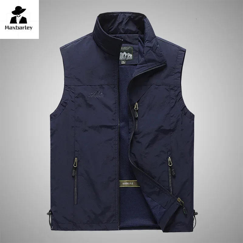 Autumn Men Waistcoat Outdoor Leisure Solid Sleeveless Jacket Young Middleaged Pography Fishing Casual Vest Male summer 241129
