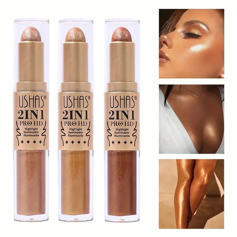 24Pcs USHAS Highlight Bronzer Contour Sticks Kit for Light Skin Face Makeup Dual Cream Contour Stick Make Up Kit for All Skin 240412