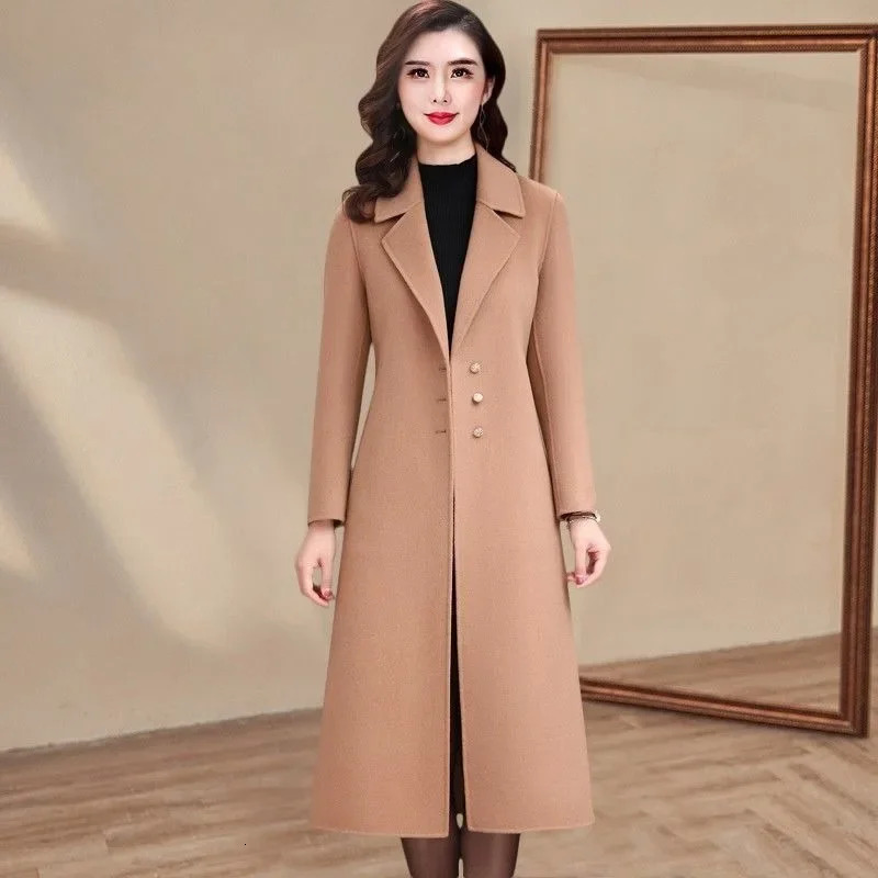 Stylish AgeReducing Autumn Winter Woolen Jacket For Women Slimming High Waist Slim Fit Smooths Your Silhouette Plus Size 241129