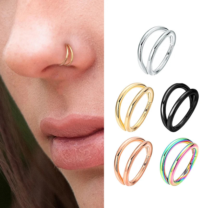 Nose Rings Hoops Double Septum Cartilage Hoop Earring Piercing Nariz Open Stacked for Women and Men 241125