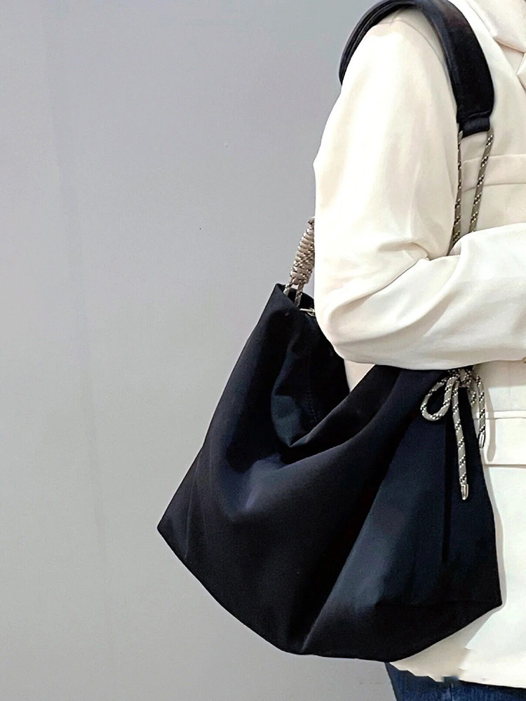 MY Leisure Oxford Cloth Large Bag Trendy Knot Tote Bag Large Capacity Commuter Shoulder Bag