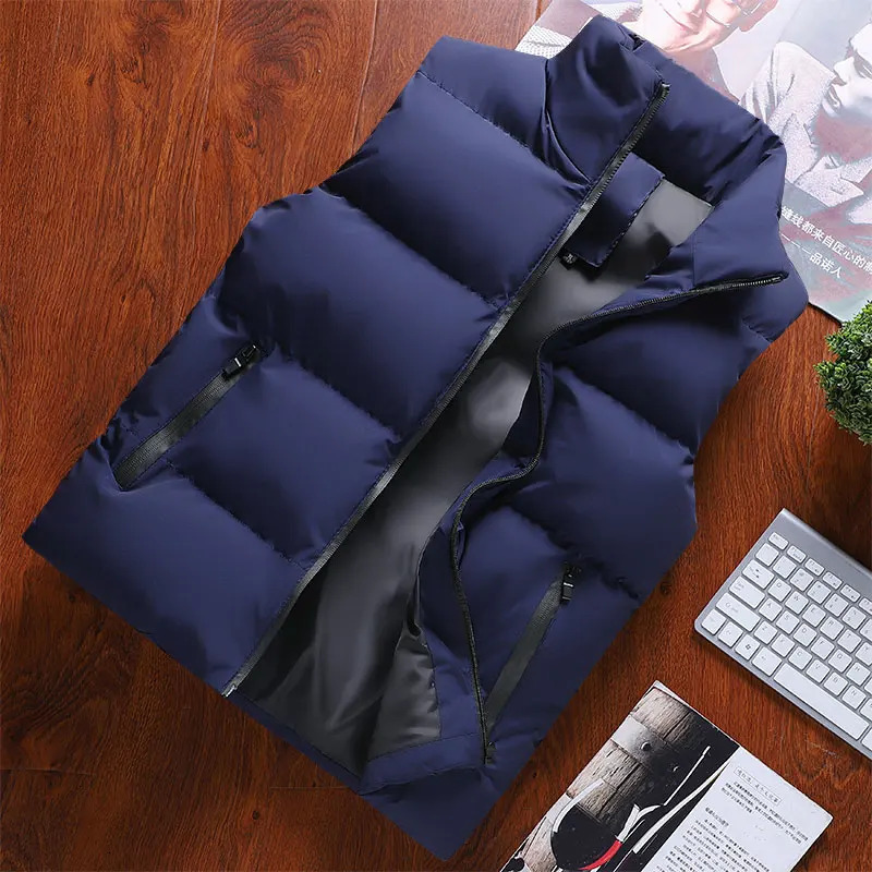 Men Vest Windproof Jacket Sleeveless Winter Casual Coat down Cotton Warm Thicken Waistcoat Thick 241129