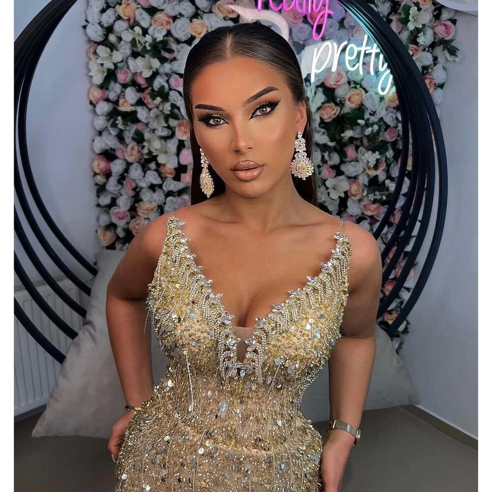 Graduation High Dress Sheath Gold Split Sequined Lace Sexy Homecoming Party Formal Tail Prom Gowns Dresses Zj Es 6660306