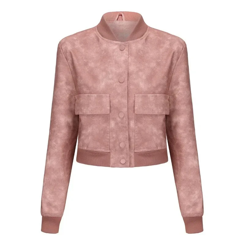 BTQWFD Womens Clothing Coat PU Faux Leather Casual Moto Biker Jackets Single Breasted Outwear 2024 Female Long Sleeve Winter 241129