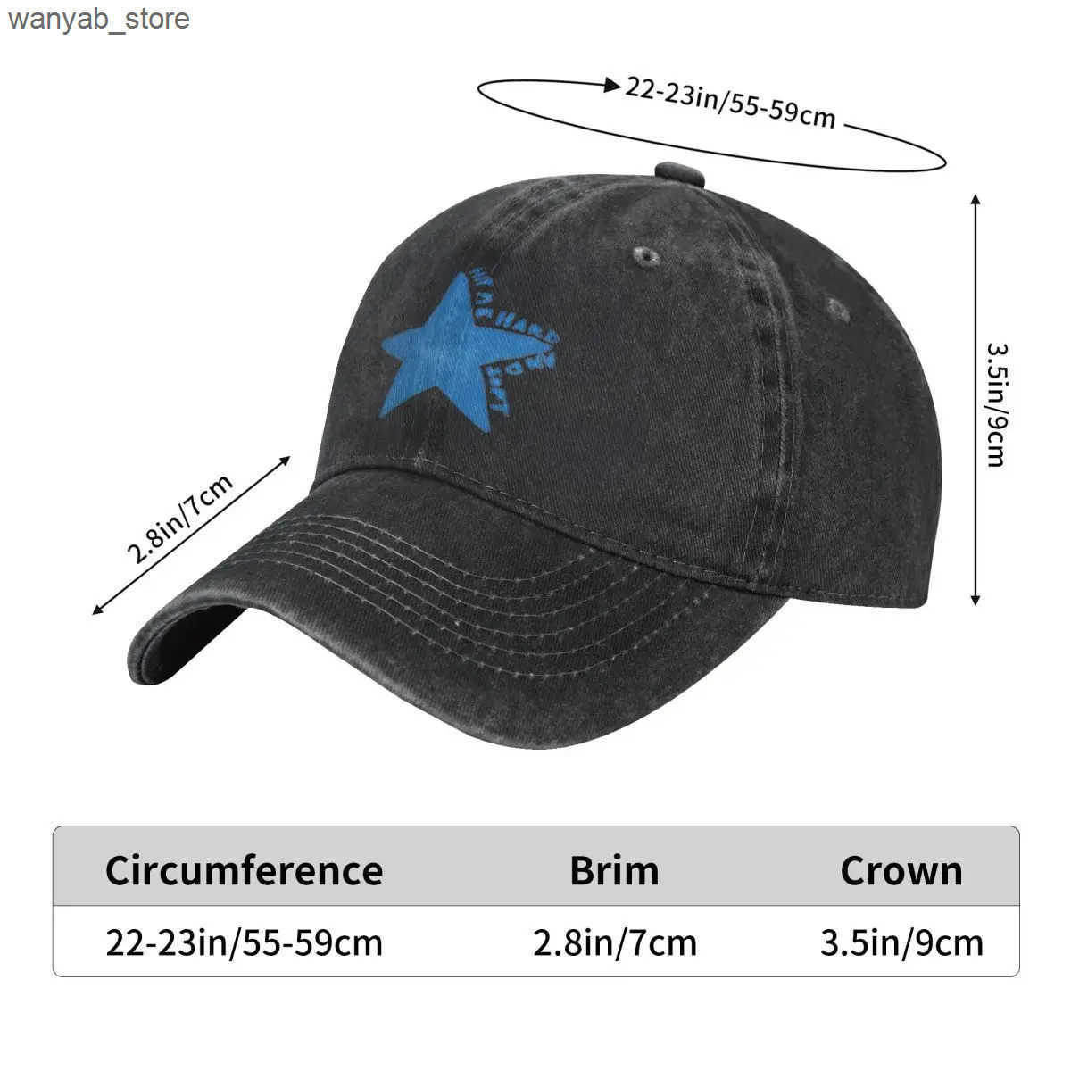 Ball Caps Blue Star Billies hits me hard soft unisex baseball cap Eilish Distressed denim hat retro outdoor summer headpiece L240910