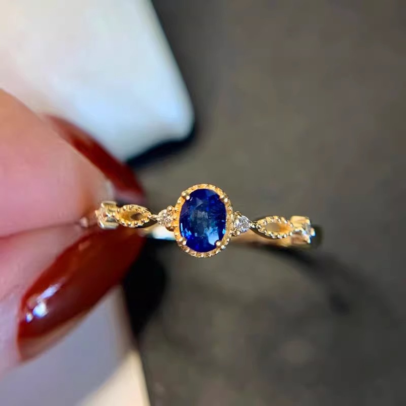 Free shipping S sterling sier retro vintage oval designer ring for women girls gold shine cz zircon dark blue red crystal stone charms elegant rings j