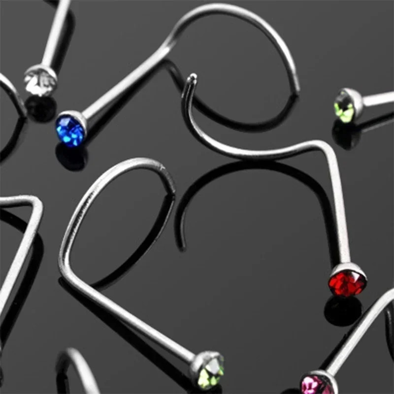 Delysia King 30pcsset Women Punk Crystal Anti Allergy Nose Stud Bend Steel Body Puncture Jewellery 241125