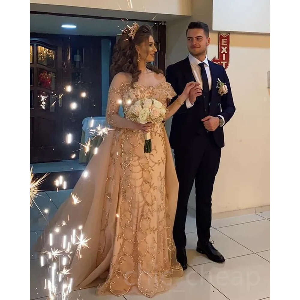 Ebi Gold Aso August Mermaid Prom Dress Beaded Crystals Evening Formal Party Second Reception Birthday Engagement Gowns Dresses Robe De Soiree Zj Es 66