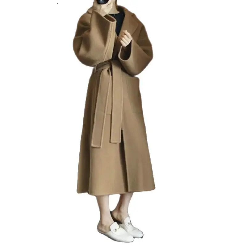 2024 Special Offer Side Slit 100 Pure Wool Womens Coat Long DoubleSided Woolen Loose Comfortable Clothing 241129