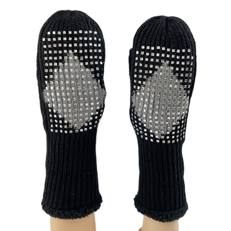 New autumn and winter gloves knitted hot drilled wool wrapped gloves warm thickened and plush knitted gloves