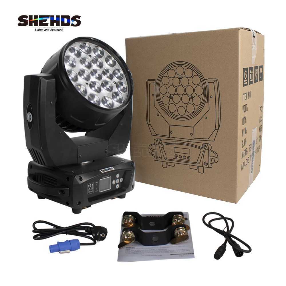 New LED 19x15W RGBW Beam+Wash Zoom Moving Head Light DMX 16/24 CH DJ Disco Part Church TV Studio SHEHDS Stage Effect Equipment Z241129