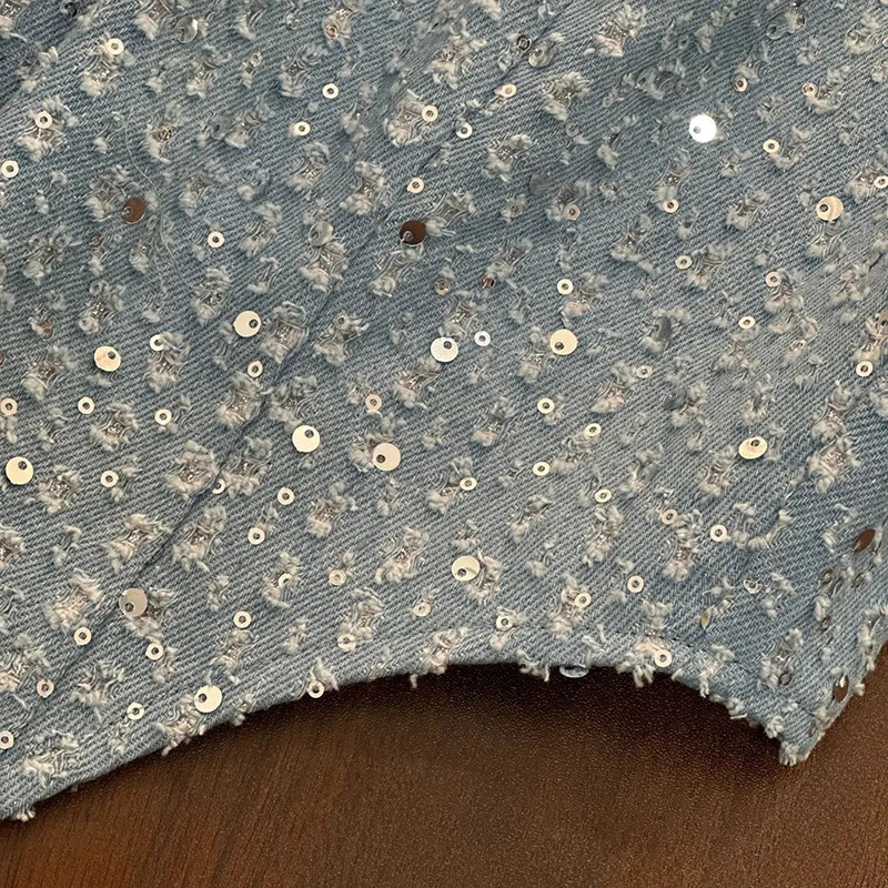 Laxsesu Sequined Pants Set Fashion Sleeveless Sexy Tank Top 2024 Straight Chic Female High Waist Twopiece 241129