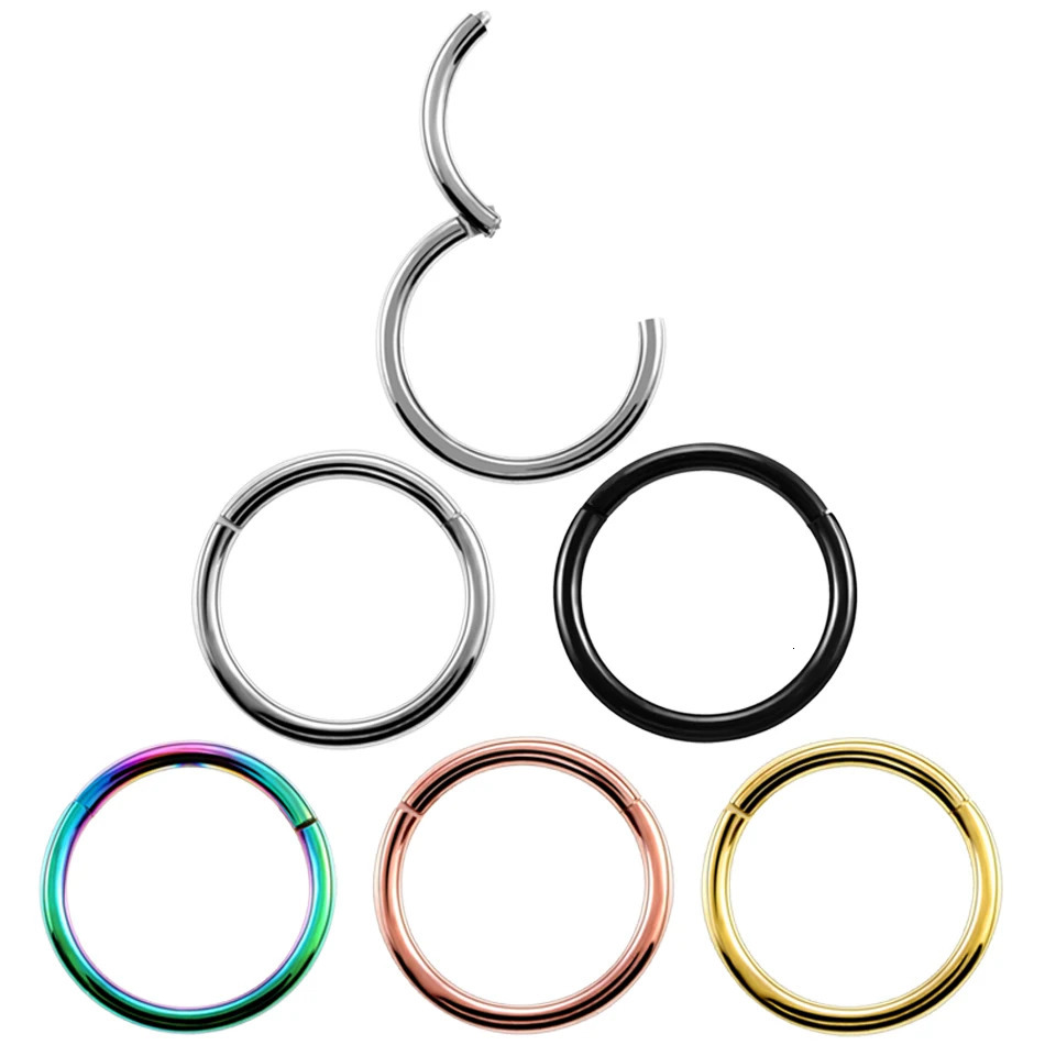 681012mm Stainless Steel Nose Rings Hoop for Women Men 18G 16G Cartilage Piercing Body Jewelry Segment Lip Ring 241125
